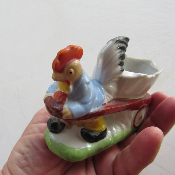 Vintage Japanese Ceramic Rooster Small Pot or Toothpick Holder - Picture 1 of 5
